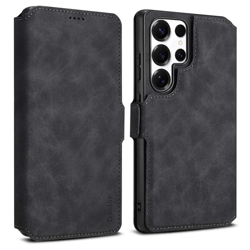 DENIOR B06 For Samsung Galaxy S24 Ultra Case Magnetic Detachable Wallet Stand Leather + TPU Phone Cover - Black - 1