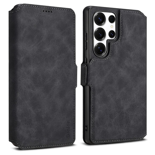 DENIOR B06 For Samsung Galaxy S25 Ultra Case Magnetic Detachable Wallet Stand Leather + TPU Phone Cover - Black - 1