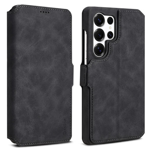 DENIOR B07 For Samsung Galaxy S24 Ultra Case Leather + PC Magnetic Detachable Wallet Phone Cover - Black - 1