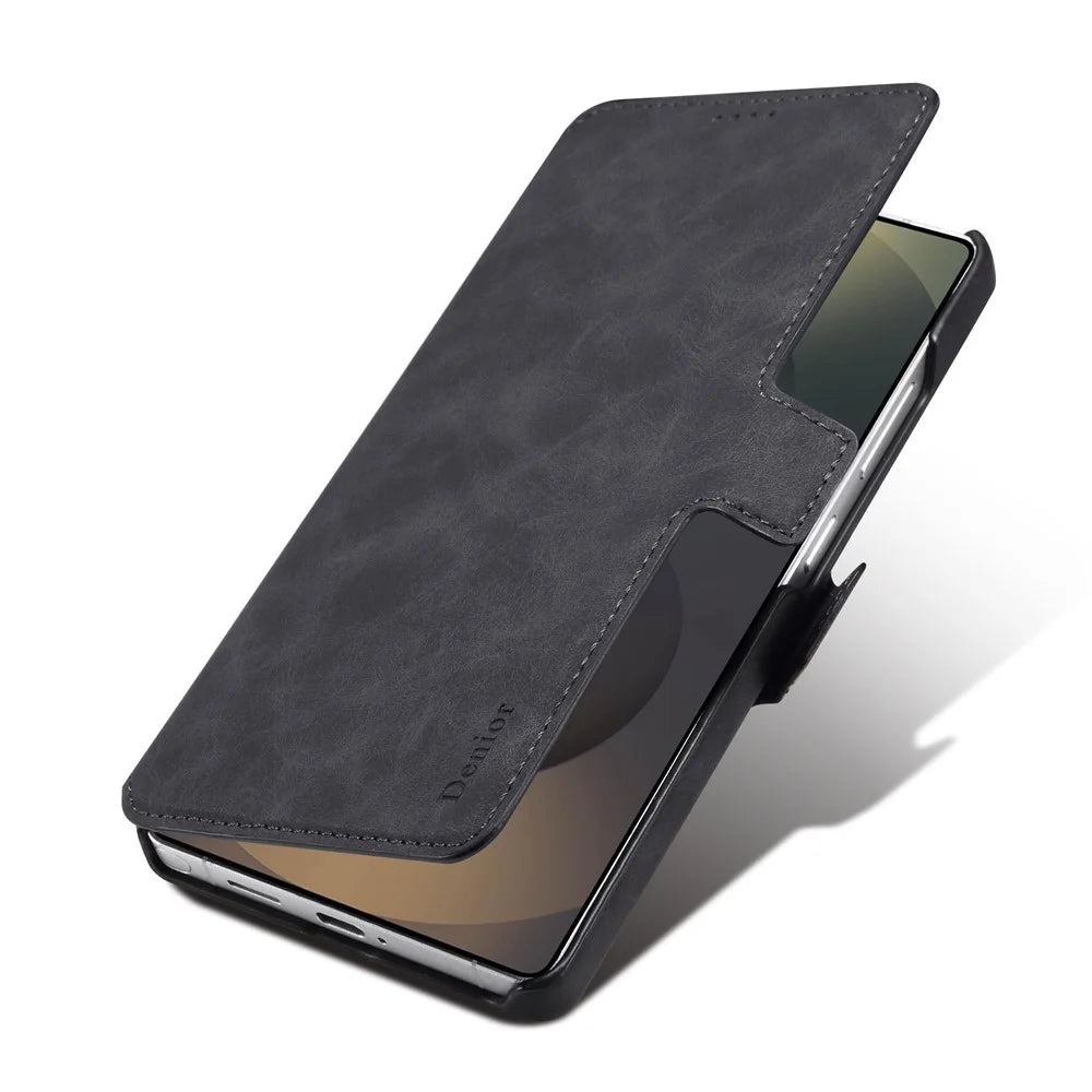 DENIOR B07 For Samsung Galaxy S24 Ultra Case Leather + PC Magnetic Detachable Wallet Phone Cover - Black - 3