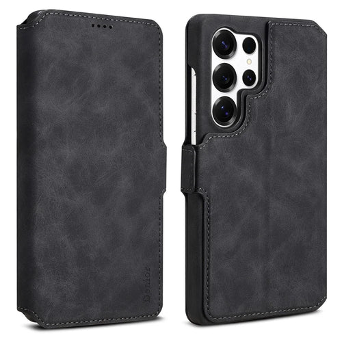 DENIOR B07 For Samsung Galaxy S25 Ultra Case Leather + PC Magnetic Detachable Wallet Phone Cover - Black - 1