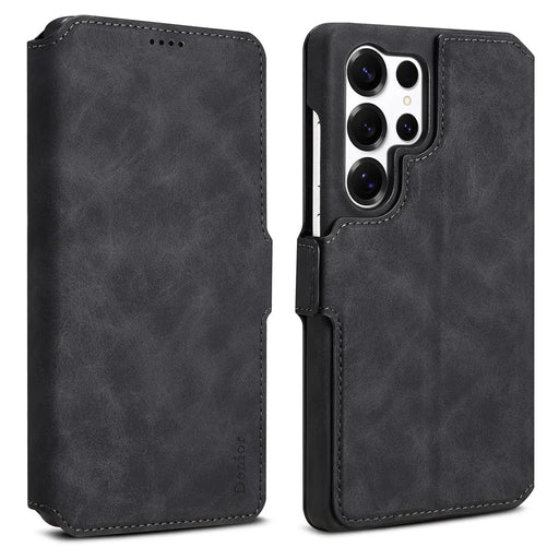 DENIOR B07 For Samsung Galaxy S25 Ultra Case Leather + PC Magnetic Detachable Wallet Phone Cover - Black - 1