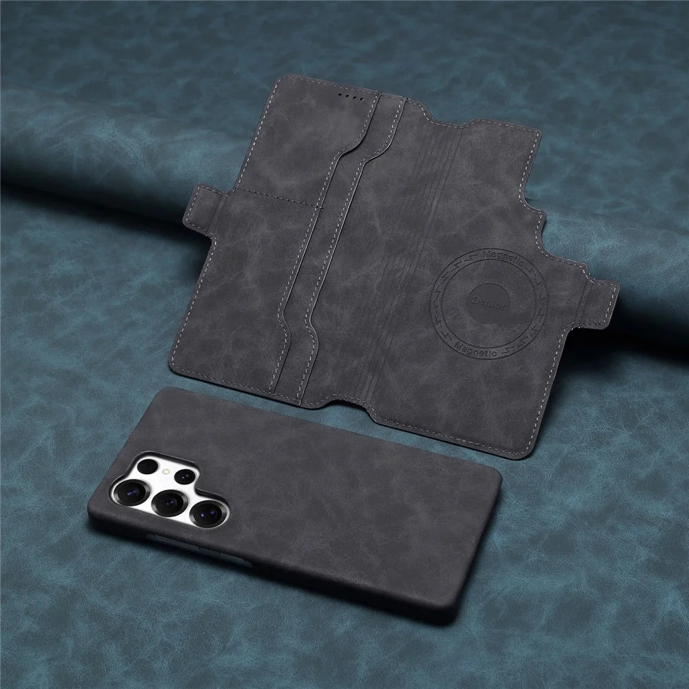DENIOR B07 For Samsung Galaxy S25 Ultra Case Leather + PC Magnetic Detachable Wallet Phone Cover - Black - 5