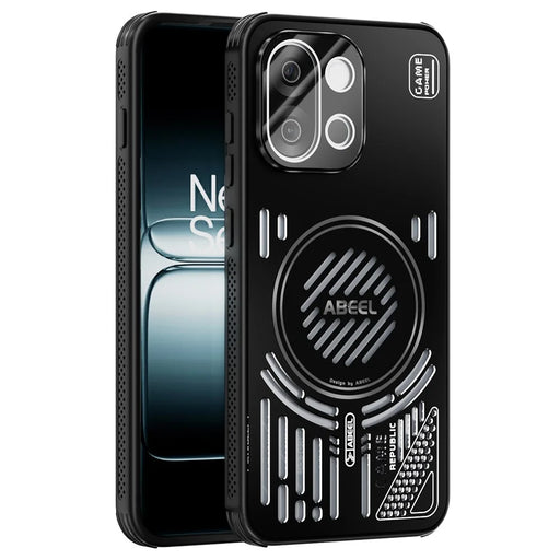 ABEEL For OnePlus 13T 5G Magnetic Case Aluminium Alloy + PC + TPU Hollow Heat Dissipation Phone Cover - Black - 1