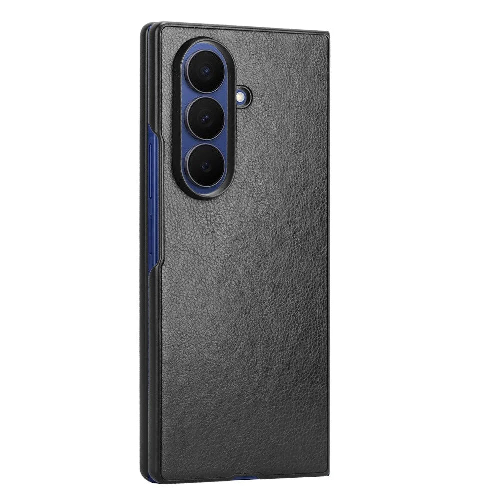 For Samsung Galaxy Z Fold7 5G Case Litchi Texture PU Leather + PC Phone Cover - Black - 3
