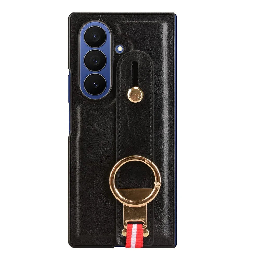 For Samsung Galaxy Z Fold7 5G Case Wristband Kickstand Leather + PC + TPU Phone Cover with Bottle Opener - Black - 2