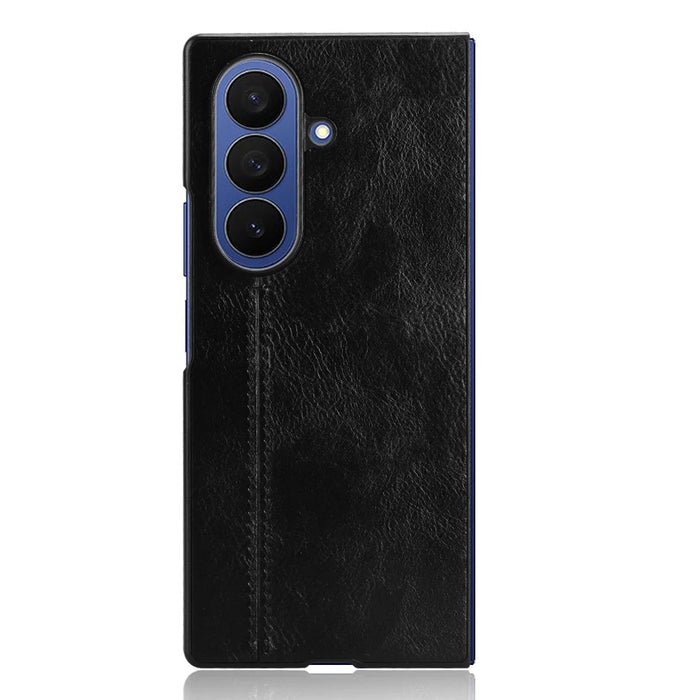 For Samsung Galaxy Z Fold7 5G Case Stitching Line PU Leather Coated PC Phone Cover - Black - 2