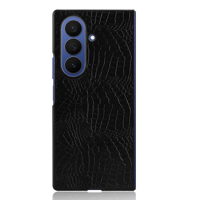 For Samsung Galaxy Z Fold7 5G Case Crocodile Texture Leather Coated Hard PC Phone Cover - Black - 2