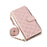 For iPhone 18 Pro / 17 Pro Case Zipper Wallet Rhombus PU Leather Crossbody Phone Cover - Rose Gold - 6