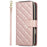 For iPhone 18 Pro / 17 Pro Case Zipper Wallet Rhombus PU Leather Crossbody Phone Cover - Rose Gold - 7