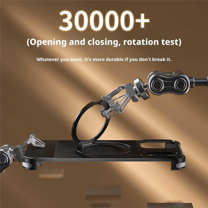 For iPhone 14 Pro Max Magnetic Case with Kickstand Borderless PU + Metal Drop Proof Phone Back Cover - Black - 6