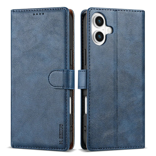 N.BEKUS CSJ-001 For iPhone 17 Stand Case PU Leather Wallet Phone Cover - Blue - 1
