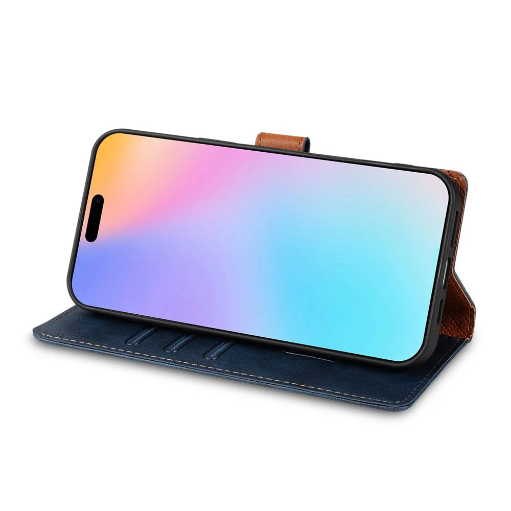 N.BEKUS CSJ-001 For iPhone 17 Stand Case PU Leather Wallet Phone Cover - Blue - 2