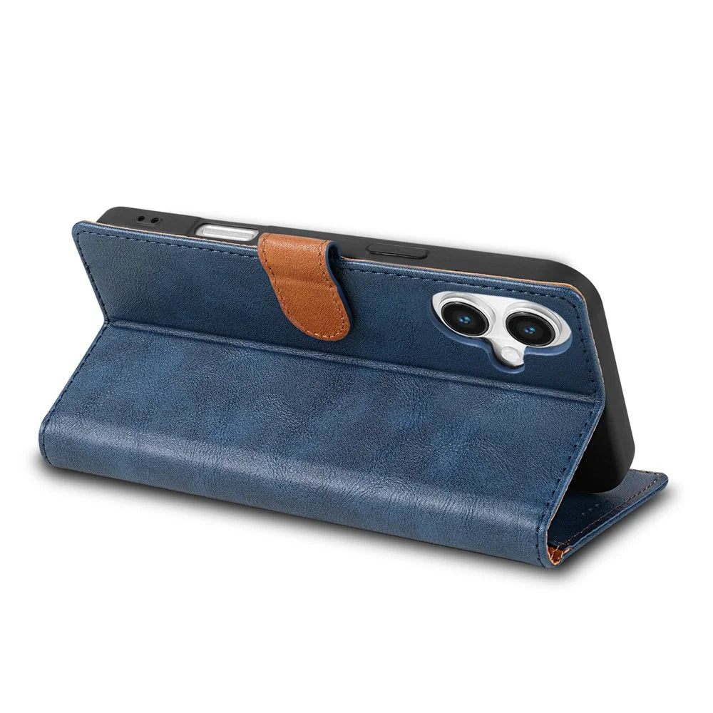 N.BEKUS CSJ-001 For iPhone 17 Stand Case PU Leather Wallet Phone Cover - Blue - 3