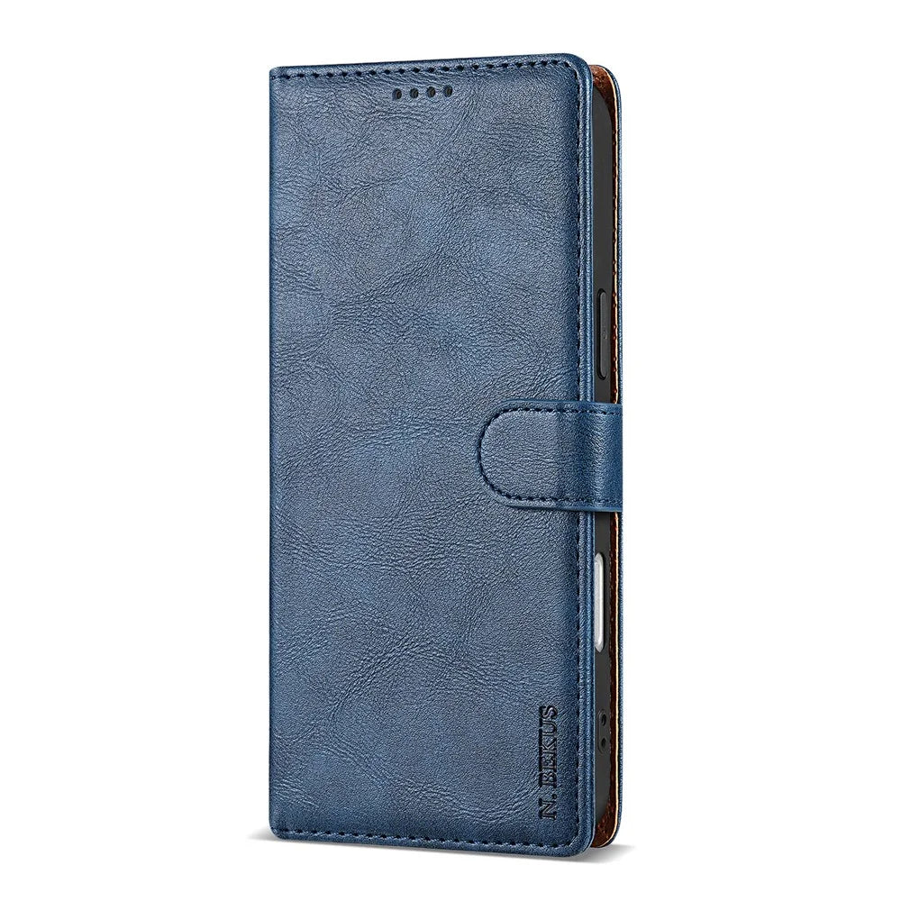 N.BEKUS CSJ-001 For iPhone 17 Stand Case PU Leather Wallet Phone Cover - Blue - 7