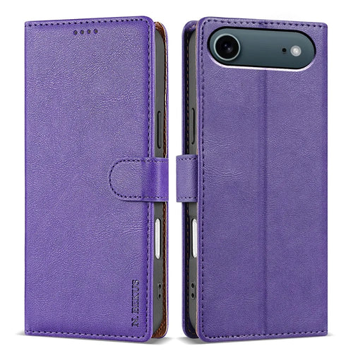 N.BEKUS CSJ-001 For iPhone Air Stand Case PU Leather Wallet Phone Cover - Purple - 1
