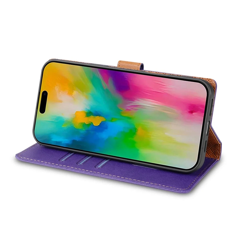 N.BEKUS CSJ-001 For iPhone Air Stand Case PU Leather Wallet Phone Cover - Purple - 2