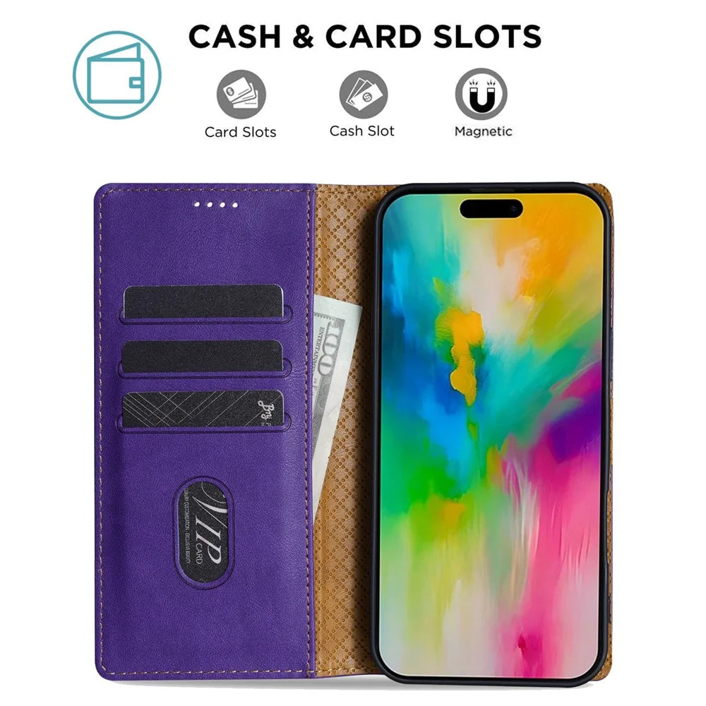 N.BEKUS CSJ-001 For iPhone Air Stand Case PU Leather Wallet Phone Cover - Purple - 3