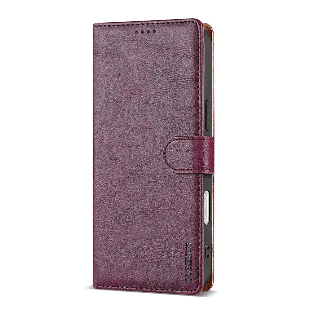 N.BEKUS CSJ-001 For iPhone 18 Pro / 17 Pro Stand Case PU Leather Wallet Phone Cover - Wine Red - 5