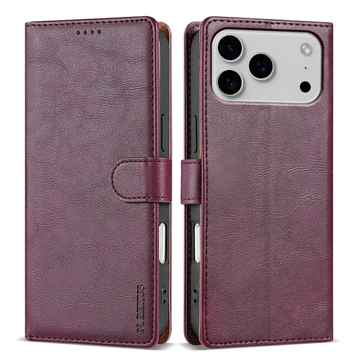 N.BEKUS CSJ-001 For iPhone 18 Pro Max / 17 Pro Max Stand Case PU Leather Wallet Phone Cover - Wine Red - 1