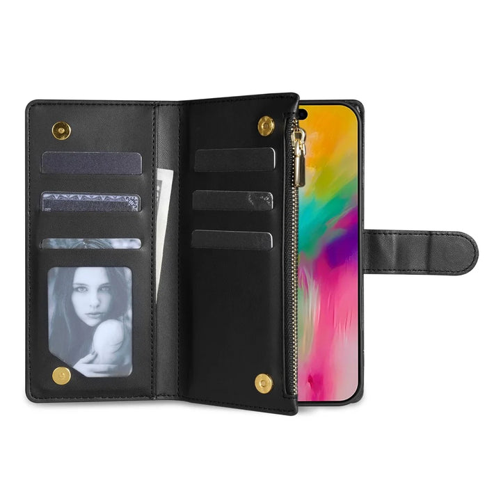 For iPhone Air Case Rhombus Stitching Leather Wallet Phone Cover with Long  /  Short Strap - Black - 3