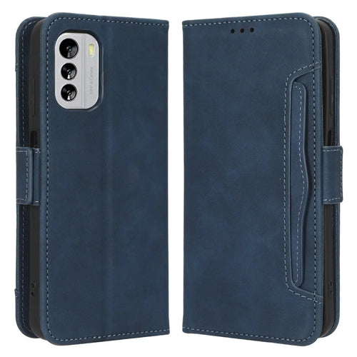 For Nokia G60 5G Multiple Card Slots PU Leather Case Wallet Stand Magnetic Clasp Folio Flip Phone Cover - Blue - 1