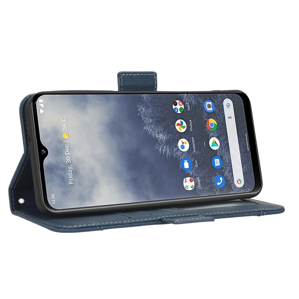 For Nokia G60 5G Multiple Card Slots PU Leather Case Wallet Stand Magnetic Clasp Folio Flip Phone Cover - Blue - 3