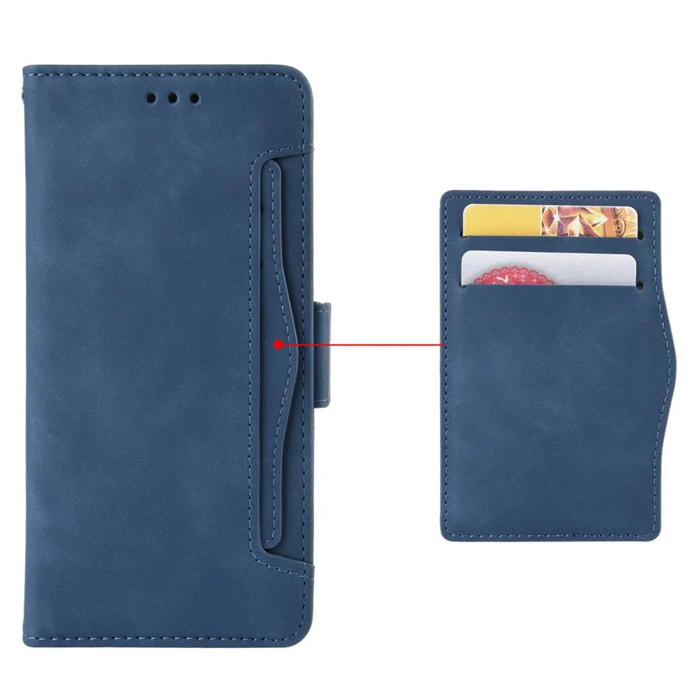 For Nokia G60 5G Multiple Card Slots PU Leather Case Wallet Stand Magnetic Clasp Folio Flip Phone Cover - Blue - 4
