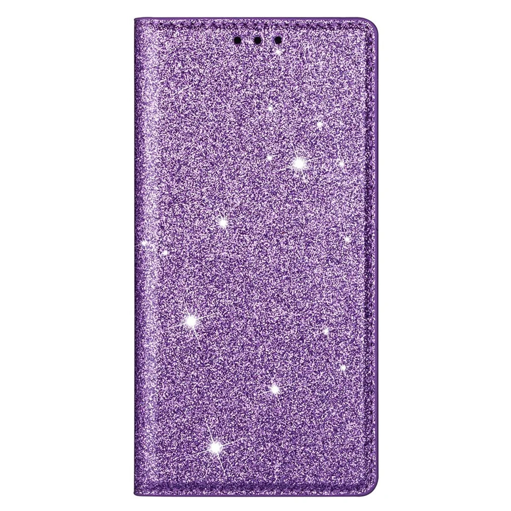 For iPhone Air Case Glittery PU Leather + TPU Card Slot Phone Cover - Purple - 6