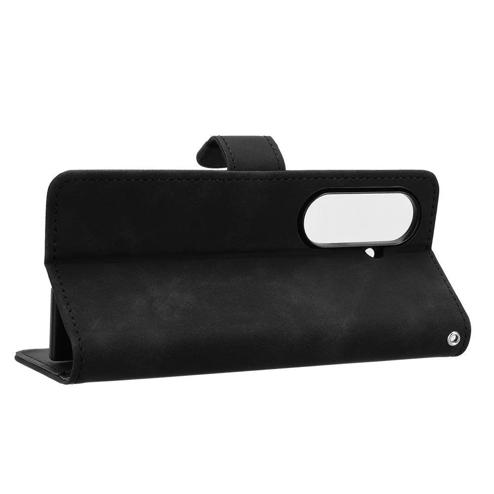 For Samsung Galaxy Z Fold7 5G Leather Case Skin Feel Anti Drop Wallet Flip Phone Cover - Black - 3