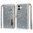 For iPhone 17 Stand Case Glitter Phone Leather Cover Zipper Pocket - Silver - 1