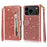 For iPhone 18 Pro Max / 17 Pro Max Stand Case Glitter Phone Leather Cover Zipper Pocket - Rose Gold - 1