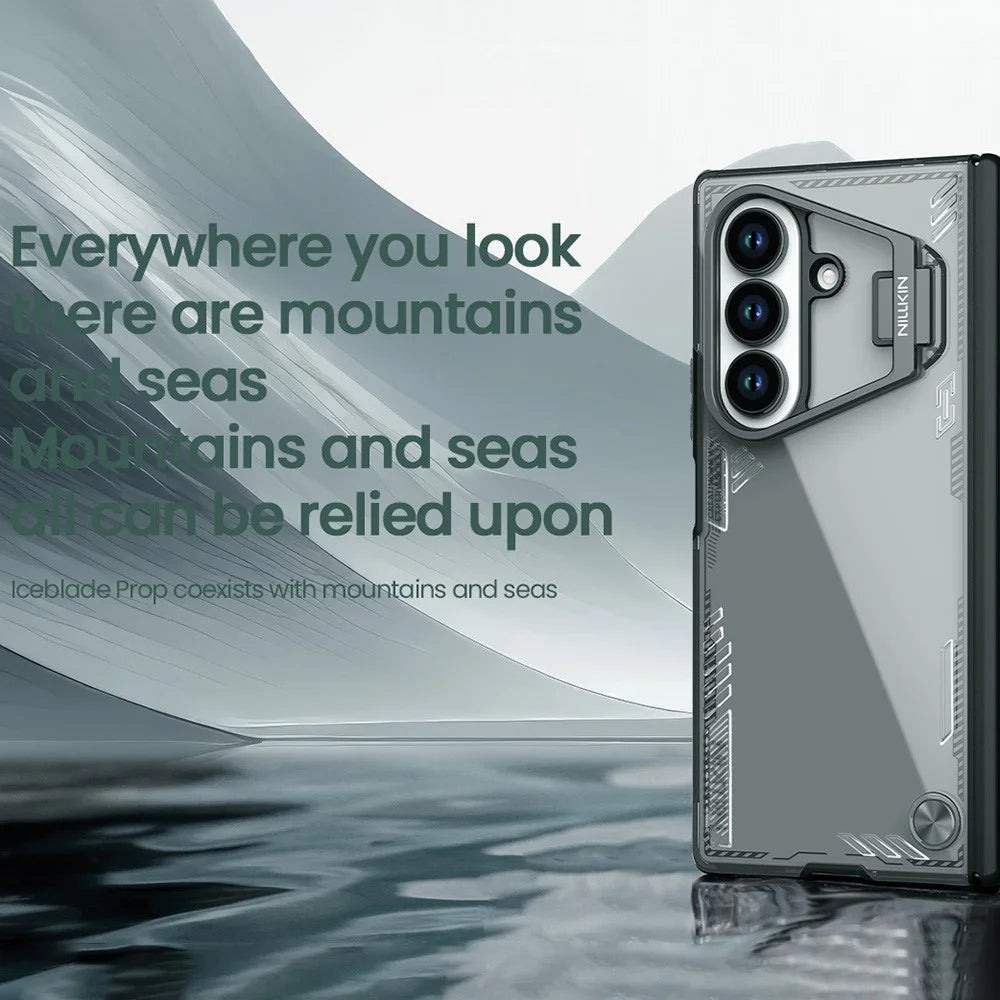 NILLKIN Iceblade CamProp For Samsung Galaxy Z Fold7 5G Case Lens Frame Kickstand PC + TPU Phone Cover - 6