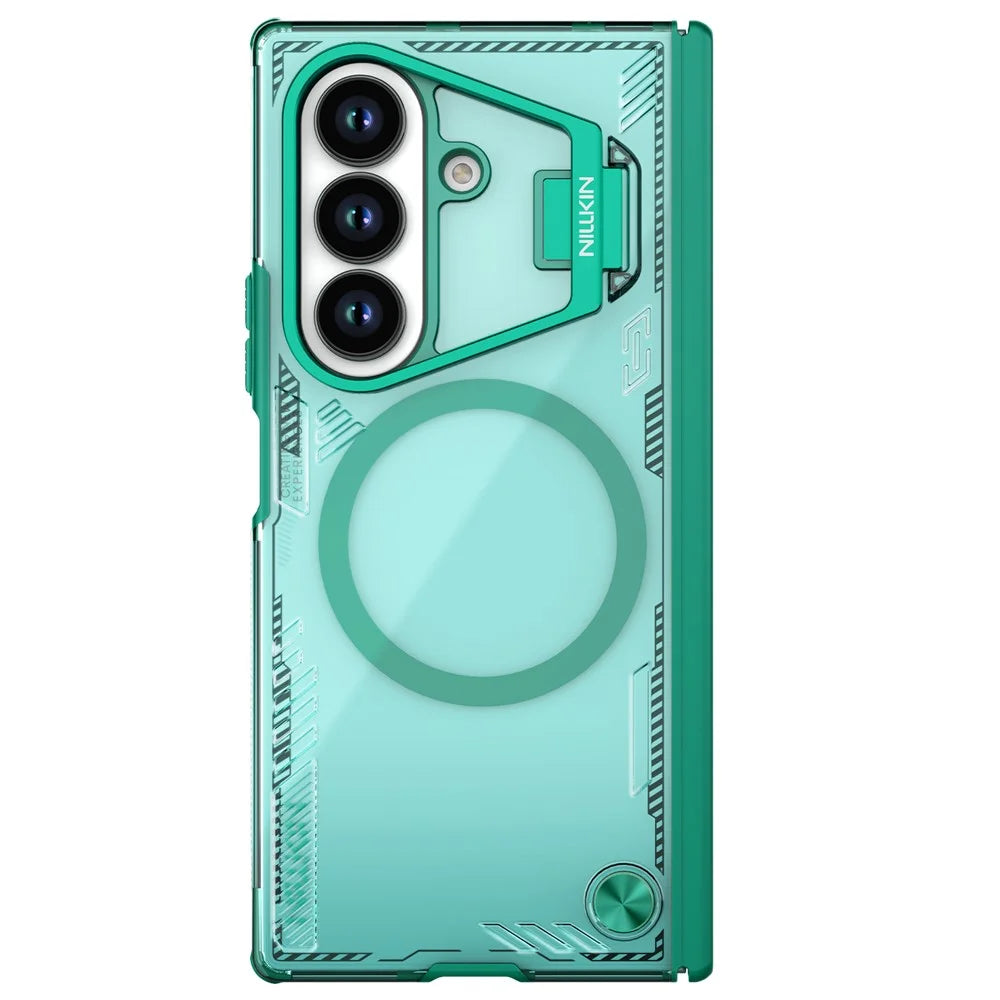 NILLKIN Iceblade CamProp For Samsung Galaxy Z Fold7 5G Magnetic Case Lens Frame Kickstand PC + TPU Phone Cover - Green - 3