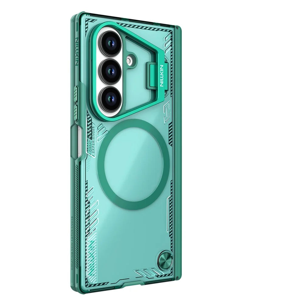 NILLKIN Iceblade CamProp For Samsung Galaxy Z Fold7 5G Magnetic Case Lens Frame Kickstand PC + TPU Phone Cover - Green - 5