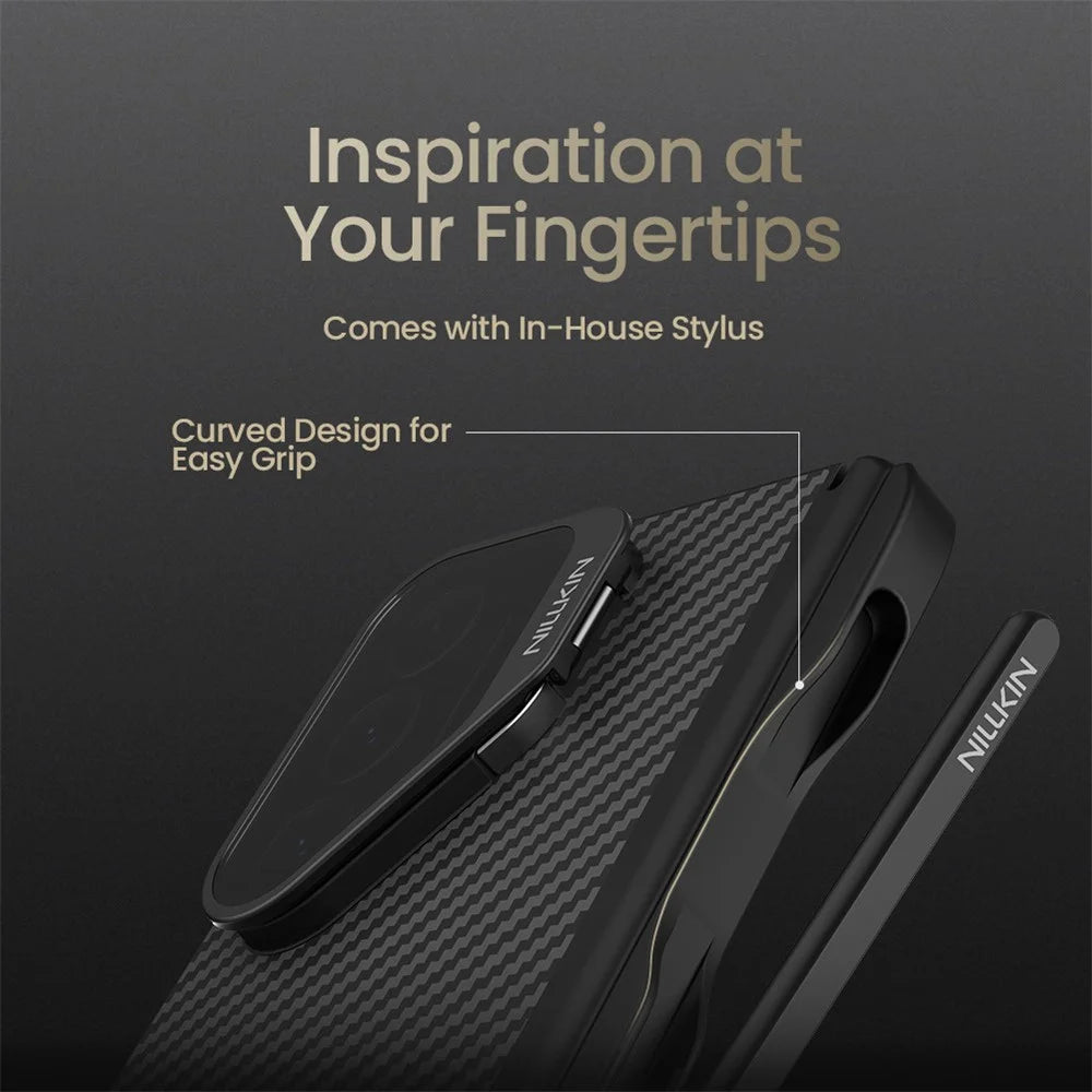 NILLKIN CarboProp For Samsung Galaxy Z Fold7 5G Magnetic Case Clear Black Lens Lid Aramid Fiber Phone Cover with Stylus Pen - 7
