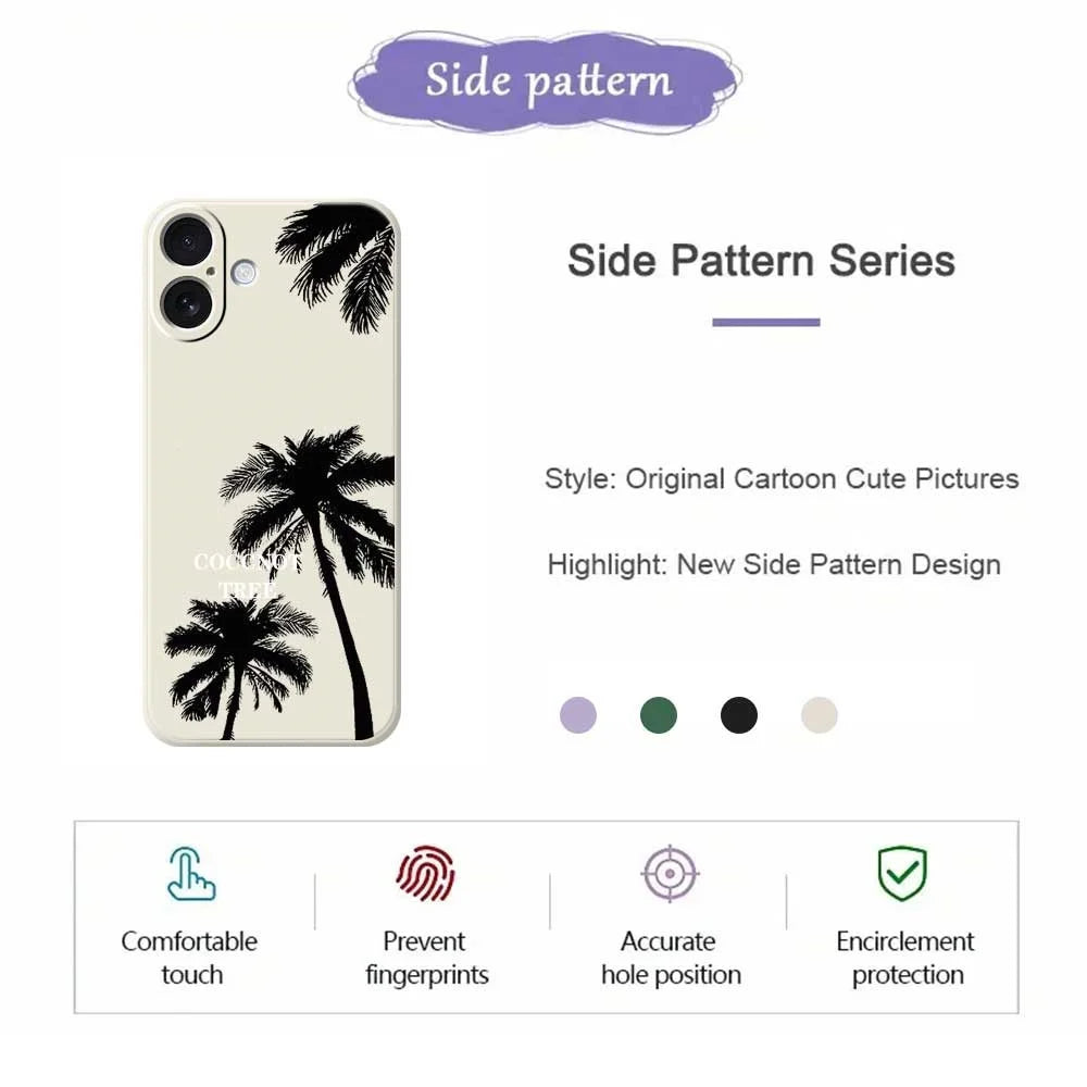 For iPhone 17 Case Coconut Tree Pattern Printing Straight Edge TPU Phone Back Cover - Beige - 2