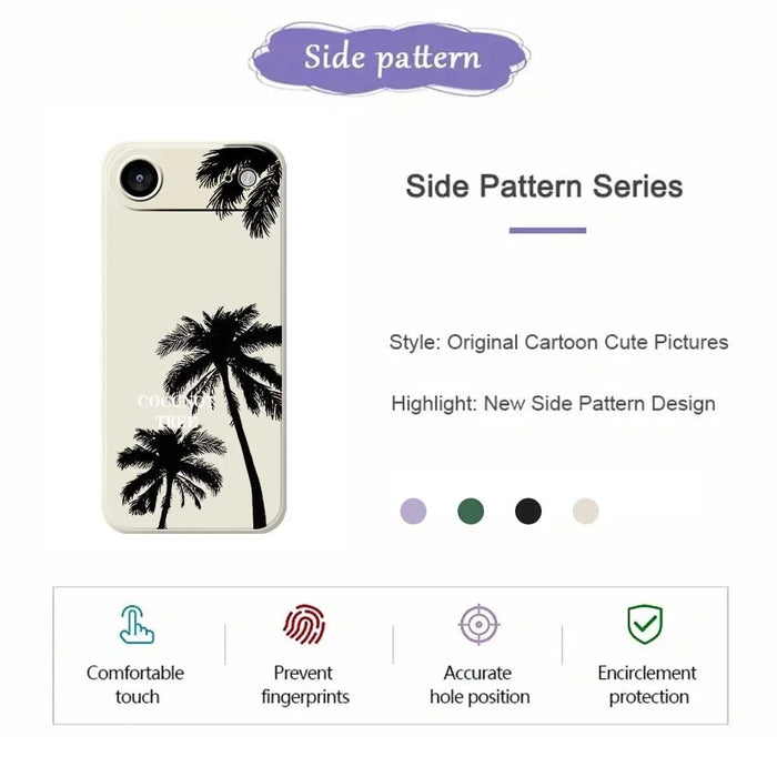 For iPhone Air Case Coconut Tree Pattern Printing Straight Edge TPU Phone Back Cover - Beige - 2