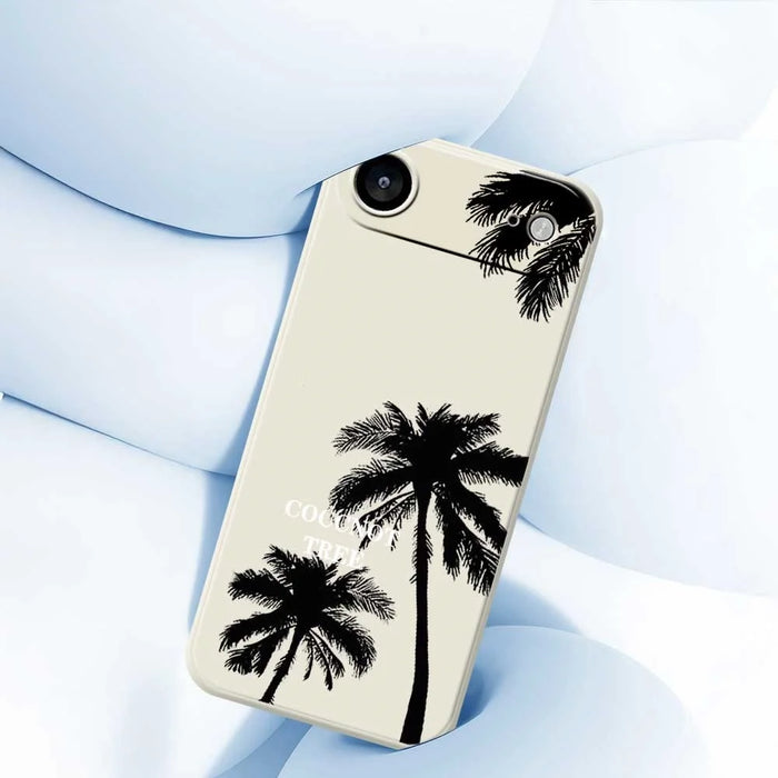 For iPhone Air Case Coconut Tree Pattern Printing Straight Edge TPU Phone Back Cover - Beige - 5