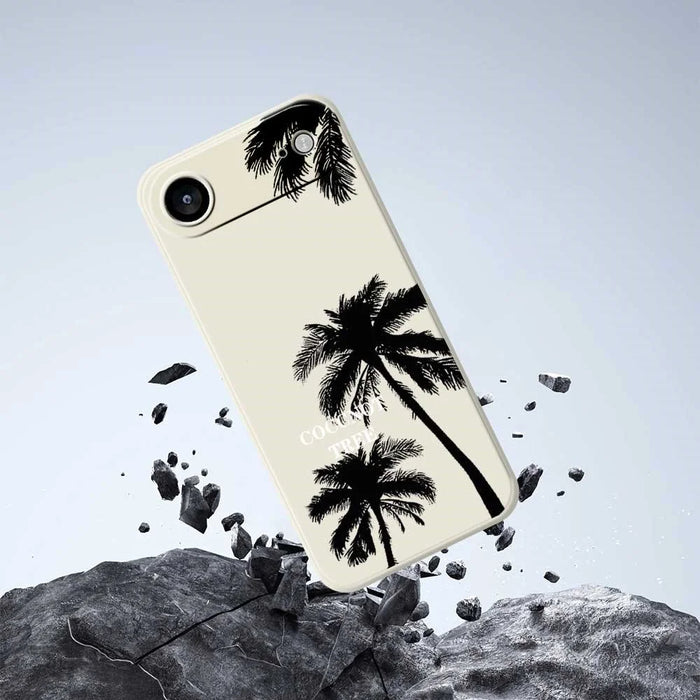 For iPhone Air Case Coconut Tree Pattern Printing Straight Edge TPU Phone Back Cover - Beige - 7