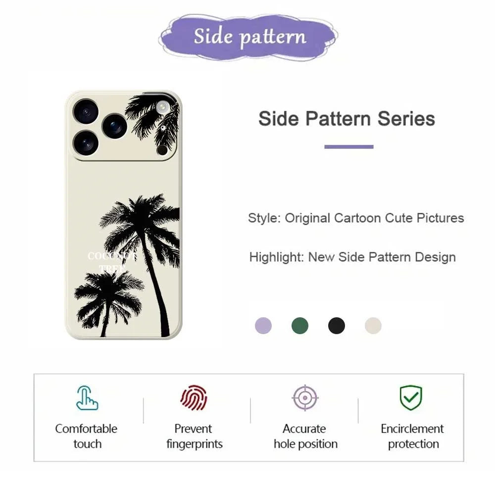 For iPhone 18 Pro / 17 Pro Case Coconut Tree Pattern Printing Straight Edge TPU Phone Back Cover - Beige - 2