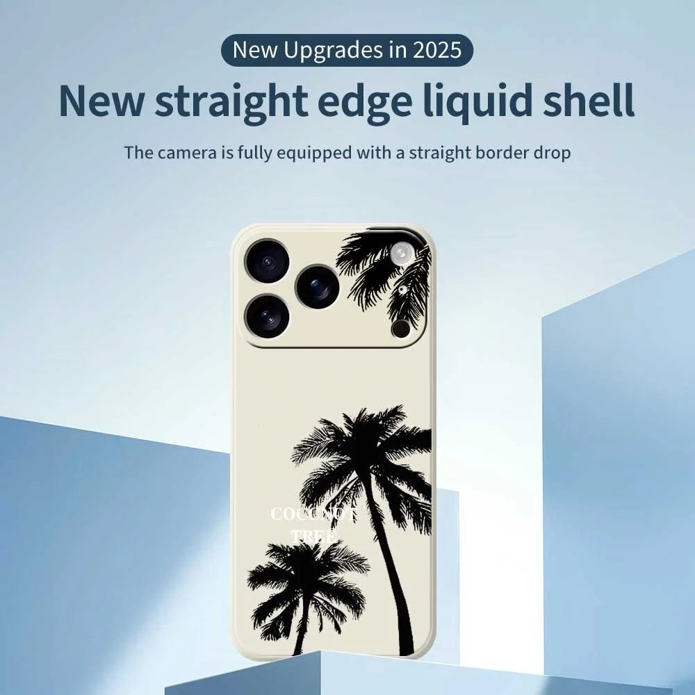 For iPhone 18 Pro / 17 Pro Case Coconut Tree Pattern Printing Straight Edge TPU Phone Back Cover - Beige - 3