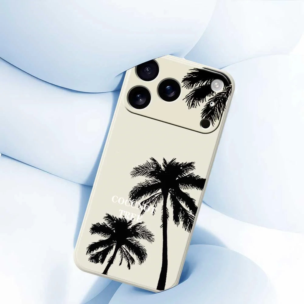 For iPhone 18 Pro / 17 Pro Case Coconut Tree Pattern Printing Straight Edge TPU Phone Back Cover - Beige - 5