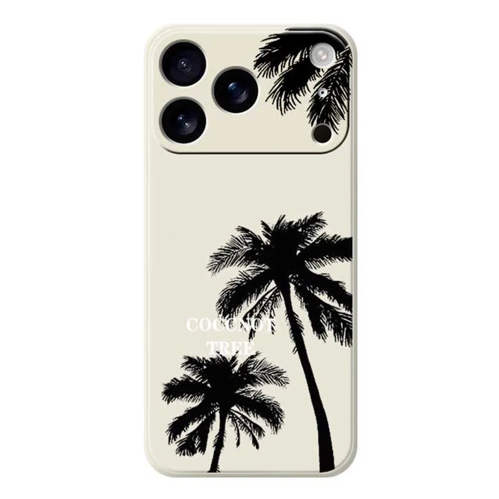 For iPhone 18 Pro Max / 17 Pro Max Case Coconut Tree Pattern Printing Straight Edge TPU Phone Back Cover - Beige - 1