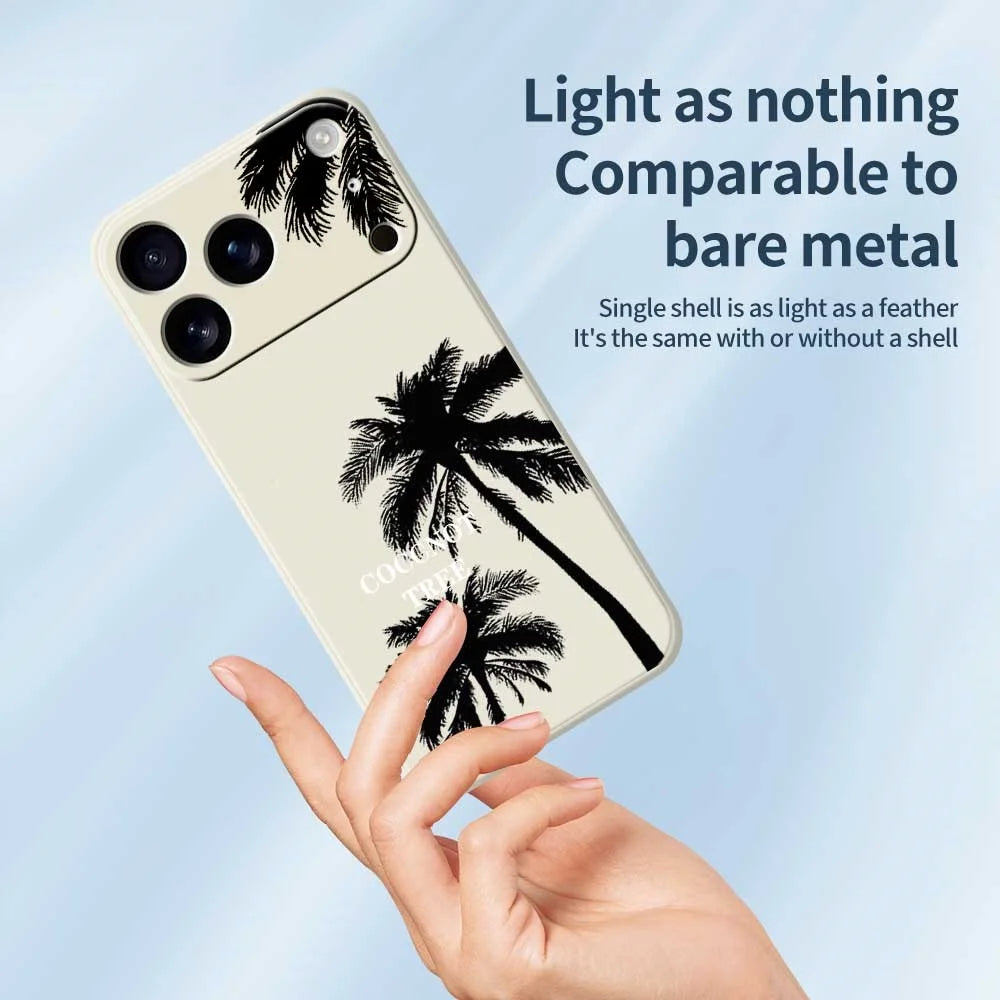 For iPhone 18 Pro Max / 17 Pro Max Case Coconut Tree Pattern Printing Straight Edge TPU Phone Back Cover - Beige - 4