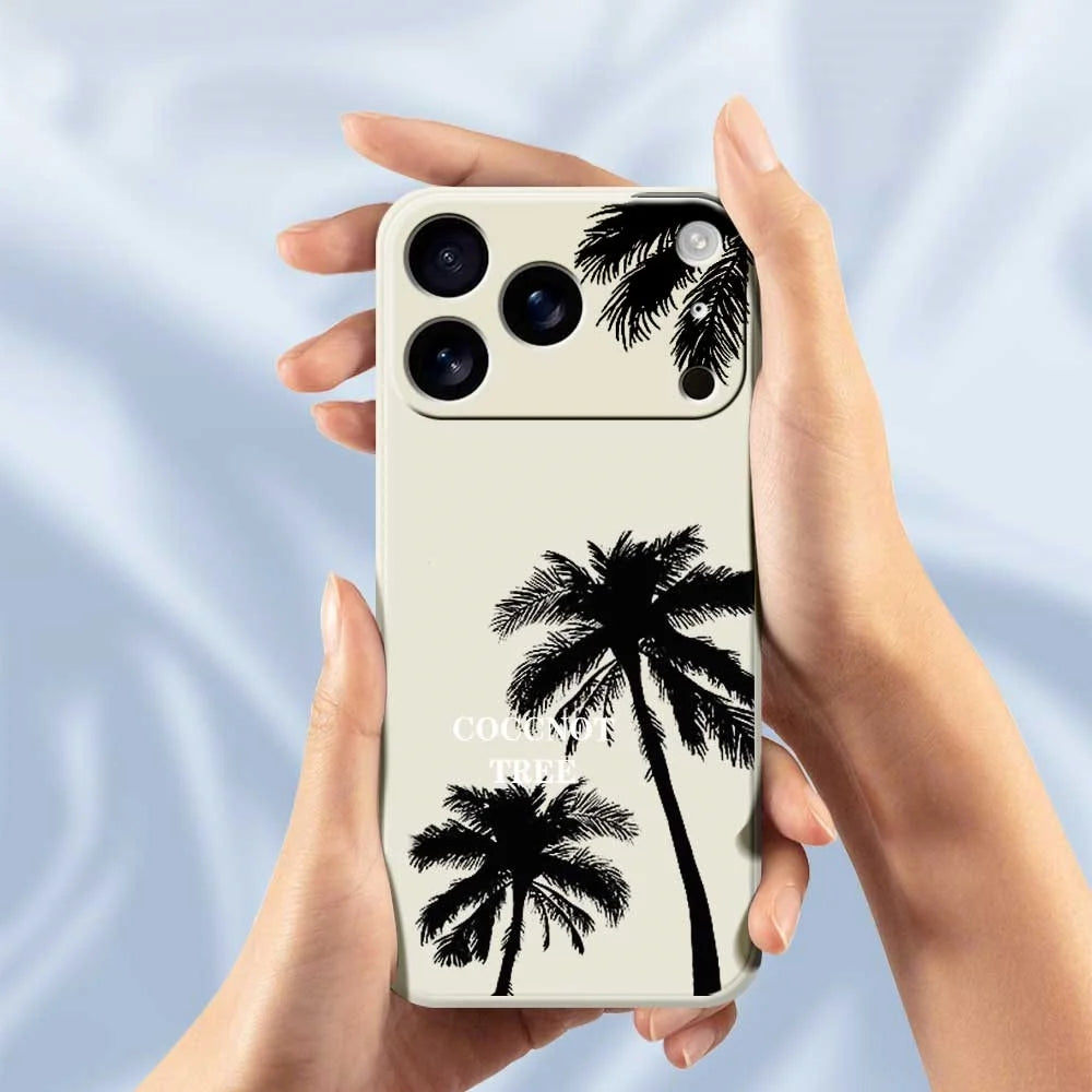For iPhone 18 Pro Max / 17 Pro Max Case Coconut Tree Pattern Printing Straight Edge TPU Phone Back Cover - Beige - 6