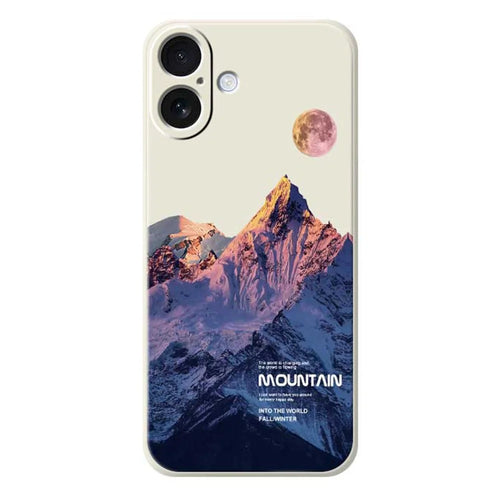 For iPhone 17 Case Blue Snow Mountain Pattern Printing Straight Edge TPU Phone Back Cover - Beige - 1