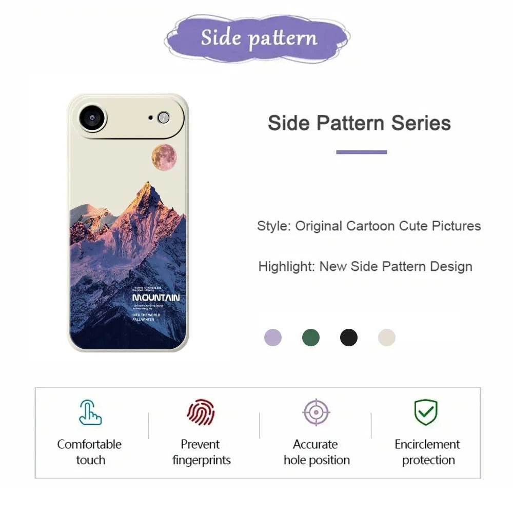 For iPhone Air Case Blue Snow Mountain Pattern Printing Straight Edge TPU Phone Back Cover - Beige - 2