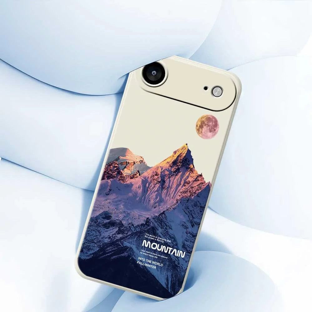 For iPhone Air Case Blue Snow Mountain Pattern Printing Straight Edge TPU Phone Back Cover - Beige - 5