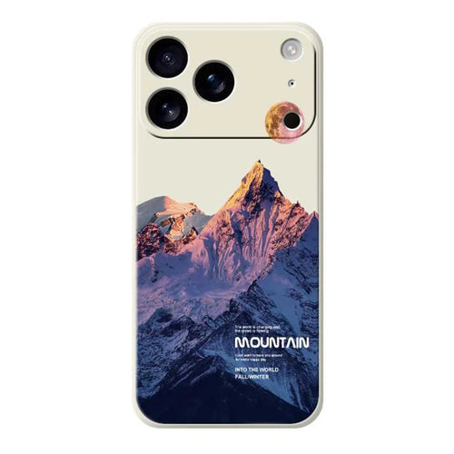 For iPhone 18 Pro / 17 Pro Case Blue Snow Mountain Pattern Printing Straight Edge TPU Phone Back Cover - Beige - 1